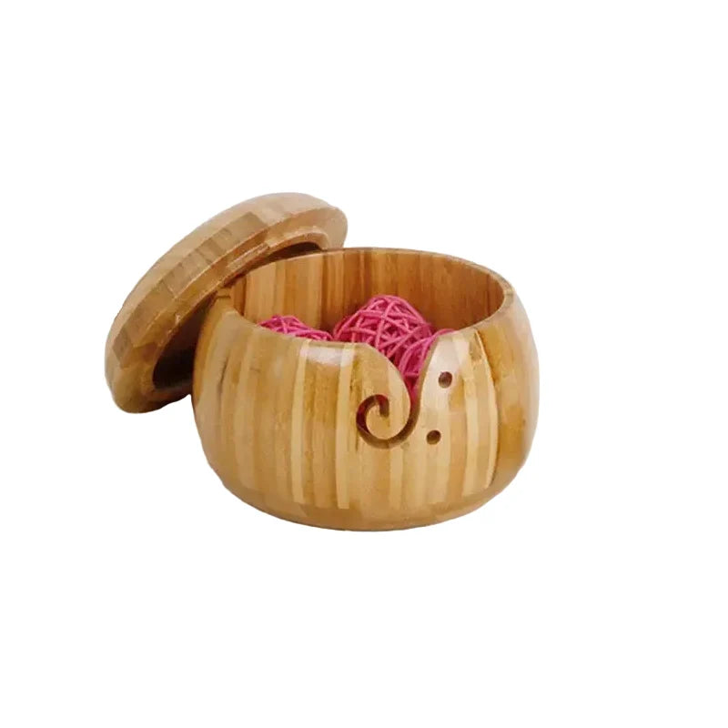 Garnzeit Wollschale aus Bambus, 13 x 8 cm – Knäuel-Organizer für Stricken und Häkeln
