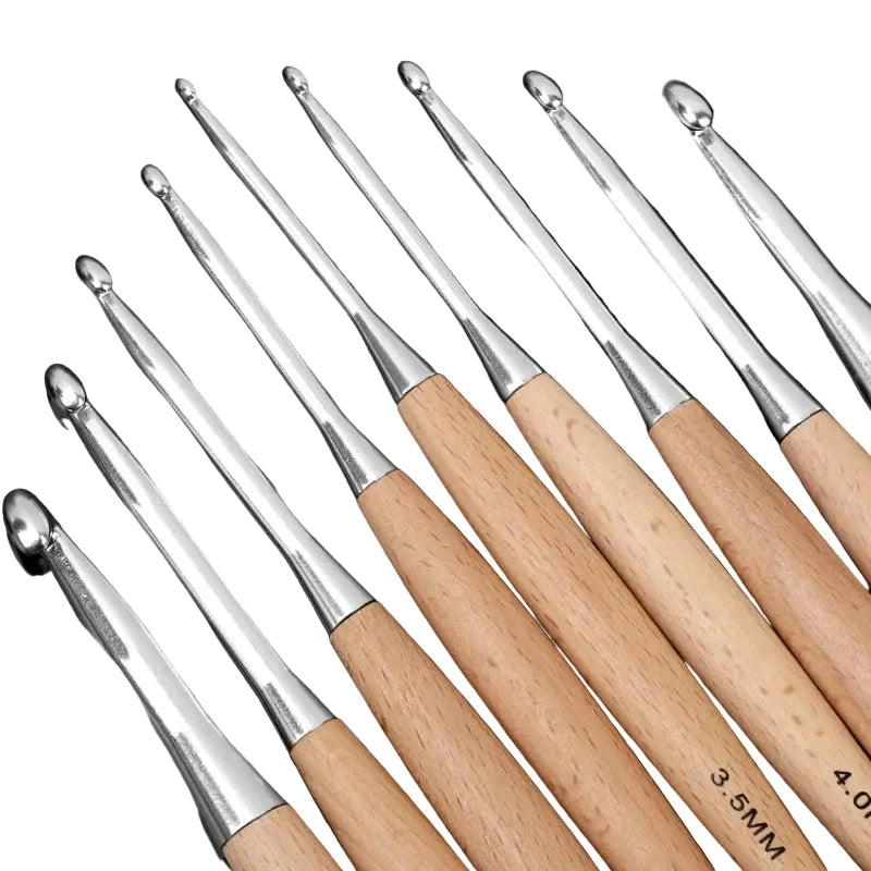 Garnzeit 13-teiliges Häkelnadel-Set aus Holz – Größen 3 bis 12 mm, polierter Griff