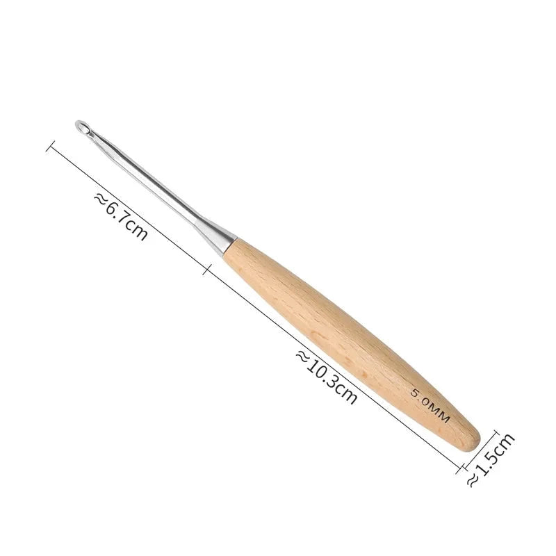 Garnzeit 11-teiliges Häkelnadel-Set mit Holzgriff – Nadeln für Stricken und Handarbeiten