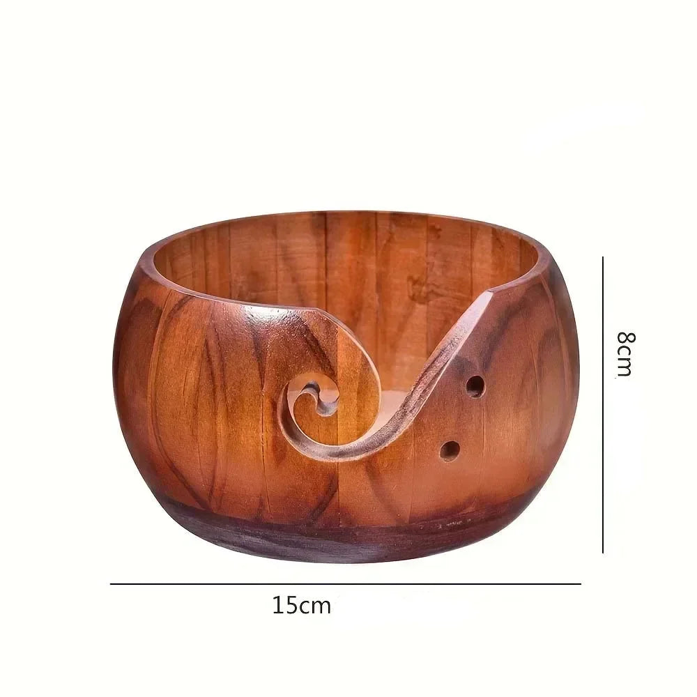 Garnzeit Runde Wollschale aus Holz, 15 cm – Knäuel-Organizer für Stricken und Häkeln