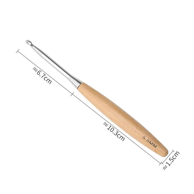 Garnzeit 11-teiliges Häkelnadel-Set mit Holzgriff – Nadeln für Stricken und Handarbeiten