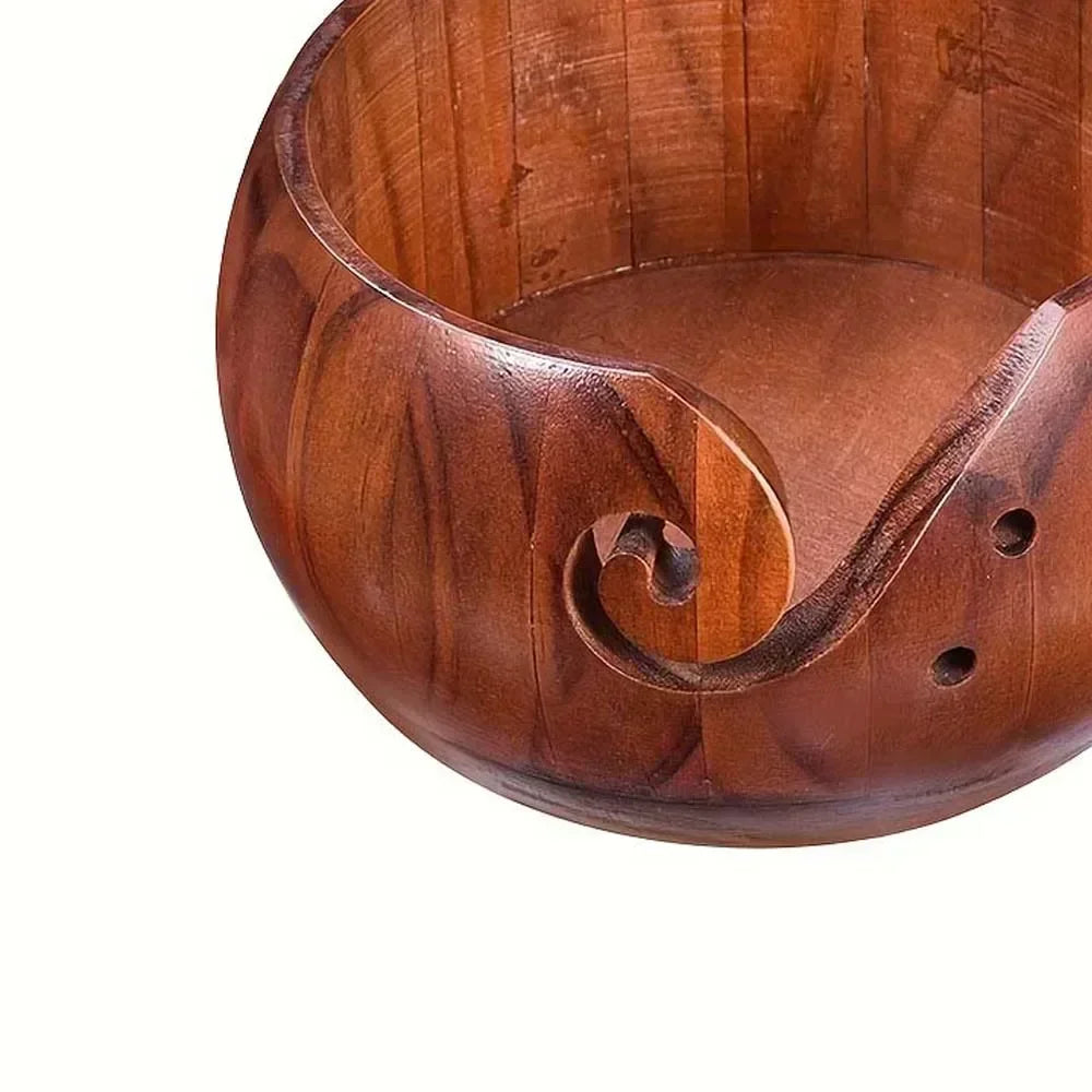 Garnzeit Runde Wollschale aus Holz, 15 cm – Knäuel-Organizer für Stricken und Häkeln