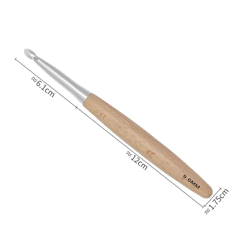 Garnzeit 11-teiliges Häkelnadel-Set mit Holzgriff – Nadeln für Stricken und Handarbeiten