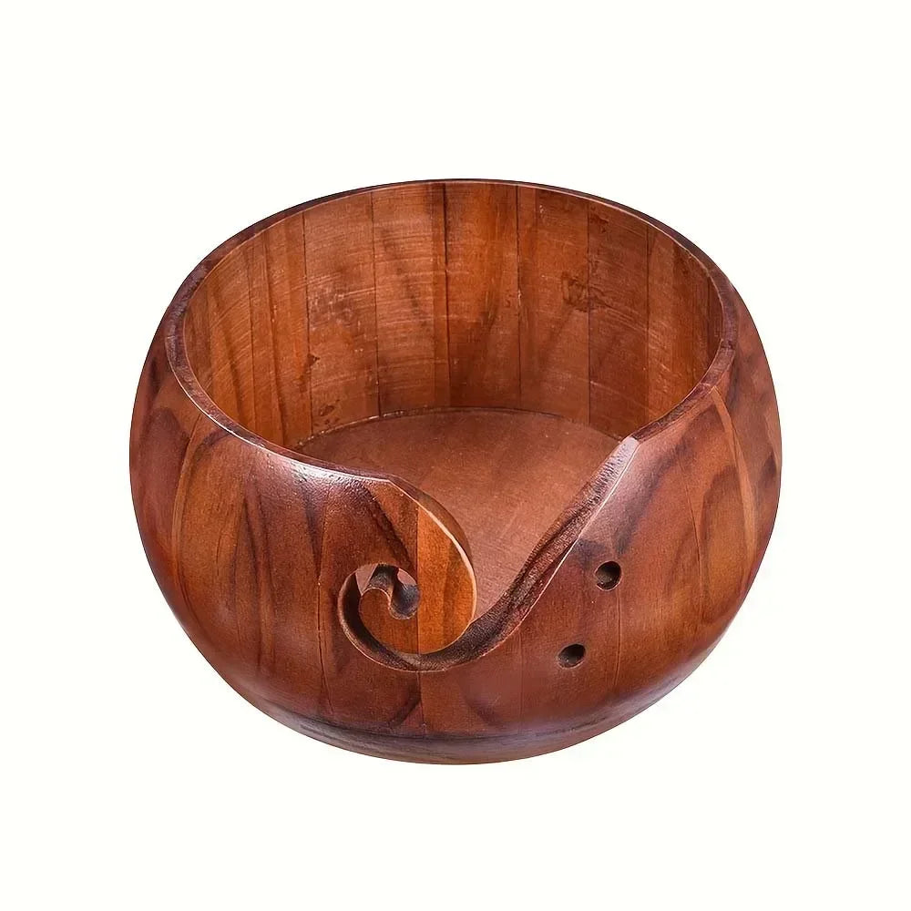 Garnzeit Runde Wollschale aus Holz, 15 cm – Knäuel-Organizer für Stricken und Häkeln