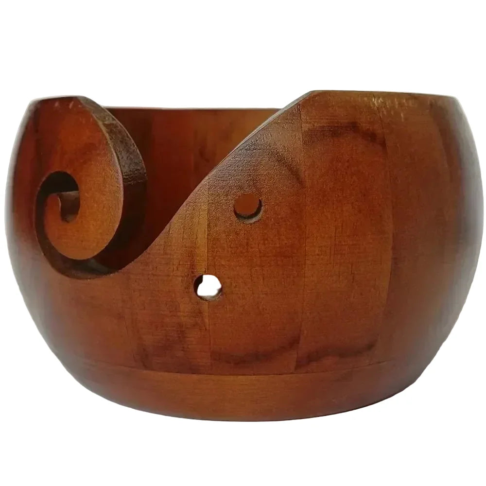 Garnzeit Runde Wollschale aus Holz, 15 cm – Knäuel-Organizer für Stricken und Häkeln